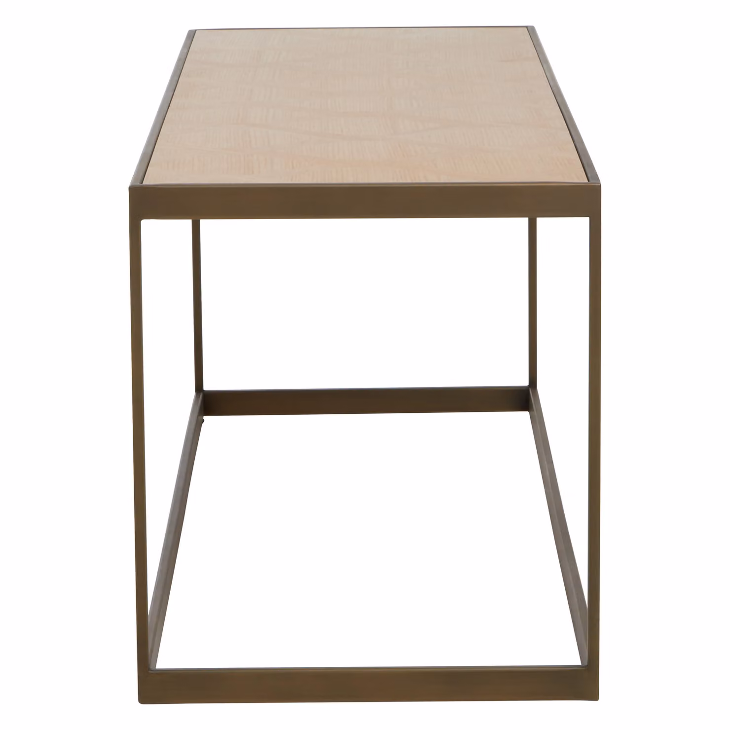 Fifty Five South Orsina Brown Oak Veneer Coffee Table with Gold Sledge Base – 3