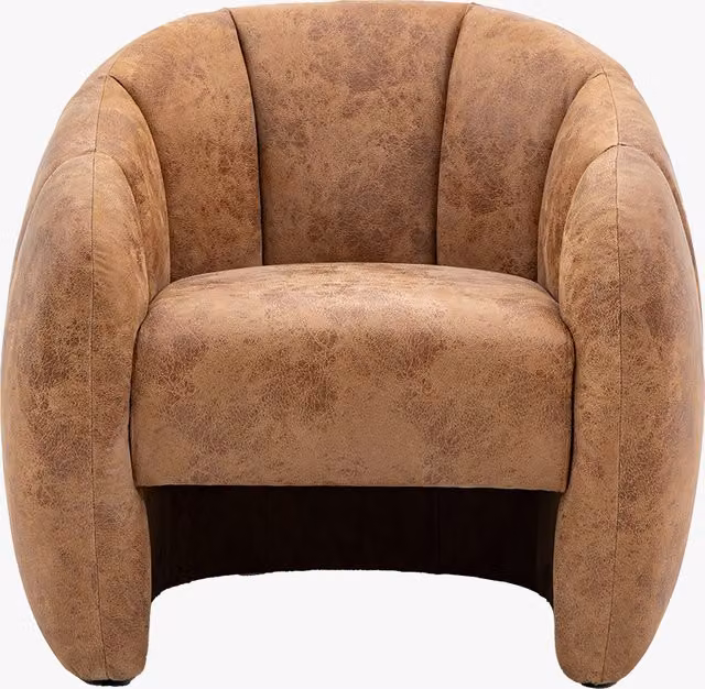 Perch & Parrow Modern Brown Leather Tub Chair with Armrests