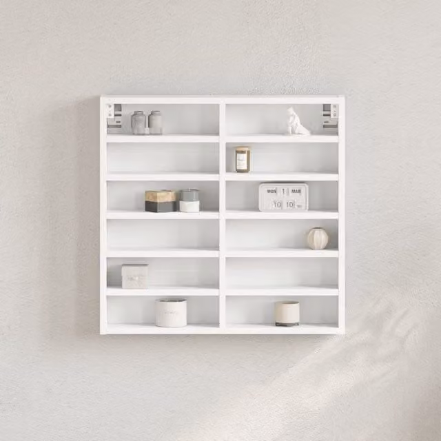 Berkfield Home White Vitrine Cabinet with Glass Doors and Internal Shelves, W/D/H: 60 x 8.5 x 58 cm