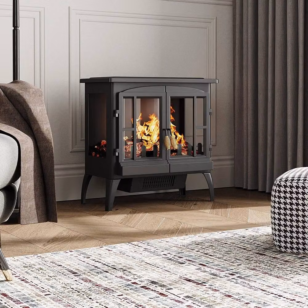 FORGEVIO 2000W Freestanding Electric Fireplace in Black, W: 106 cm, D: 16.02 cm, H: 42.84 cm – 5
