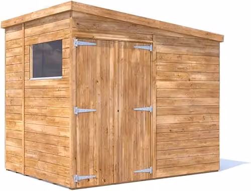 Dunster House Overlord Modular Wooden Garden Shed in Brown with Pent Roof, Window and 15mm Tongue and Groove Walls