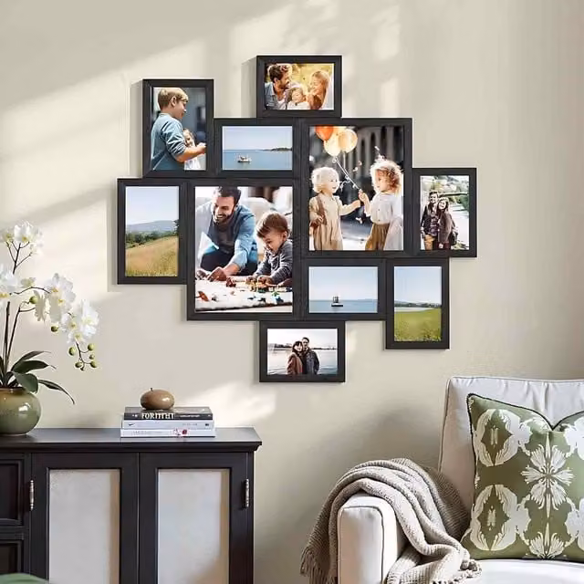 The Bazaarist Set of 10 Black Rectangular Photo Collage Wall Frames – 1