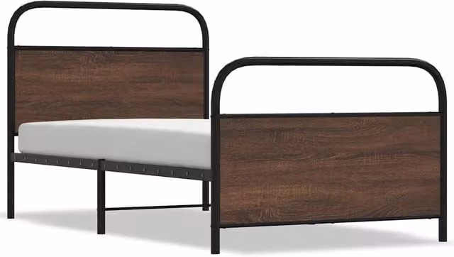 Berkfield Home Single Bed Frame in Brown Oak, W/D/H: 90 x 190 cm – 1