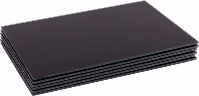 Harbour Housewares Set of 6 Black Glass Placemats, W: 40 cm, D: 30 cm – 1
