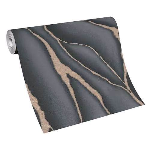Erismann Elle 10345-15 Non-Woven Marble Stone Look Wallpaper in Black and Gold Metallic – 2