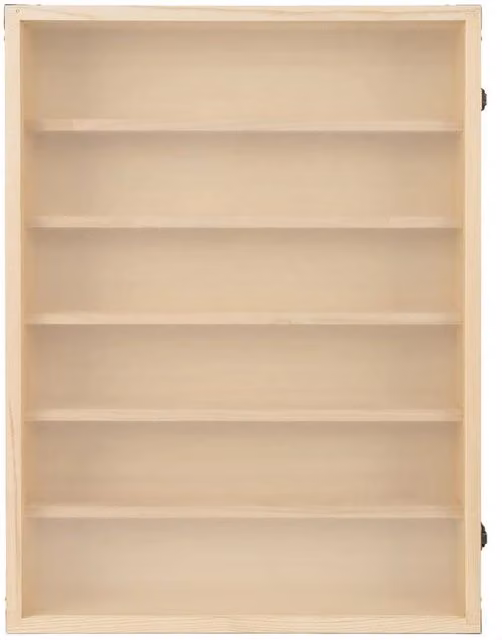 Kelvenix 6-Tier Wooden Wall Mounted Display Case with Glass Hinged Doors in Brown