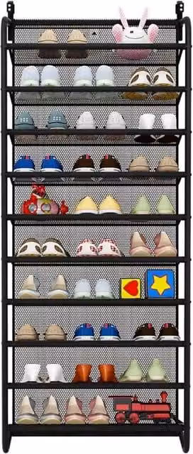 FORGEVIO 30 Pair Over Door Hanging Shoe Rack in Black – 1