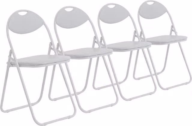Harbour Housewares Pack of 4 White Padded Folding Chairs
