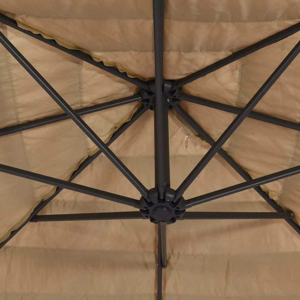 Berkfield Home Garden Parasol in Brown with Steel Pole, W/D/H: 324 x 324 x 247 cm – 3
