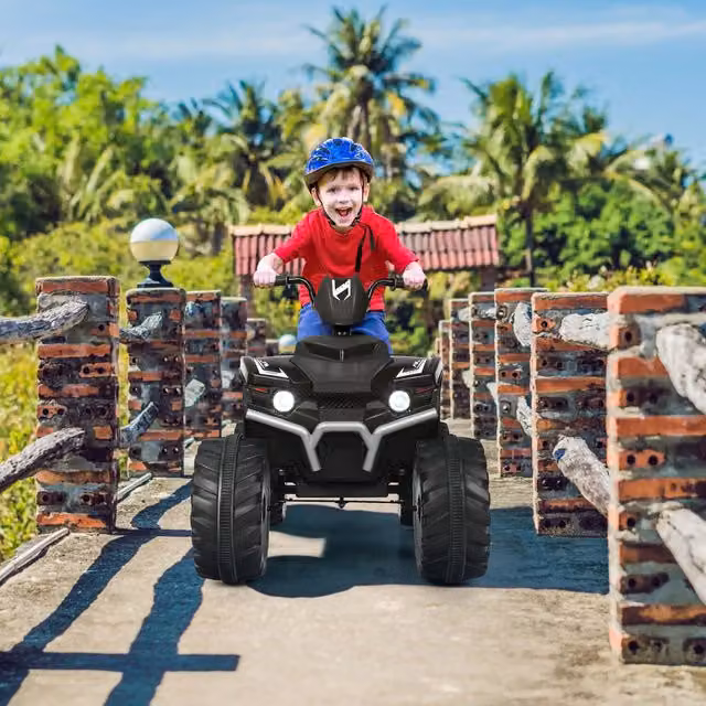 Costway 12V Electric Kids Quad ATV Ride on Car with Light and Sound, Black