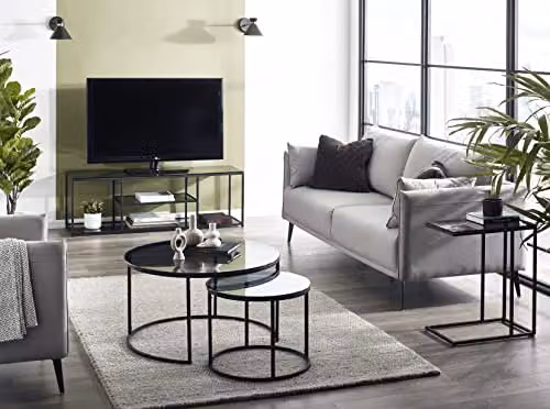 Julian Bowen Chicago Modern Smoked Glass TV Cabinet, Black, W: 140.0 cm, D: 40.0 cm, H: 47.0 cm – 3
