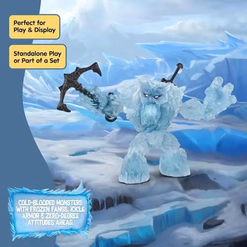 Schleich Eldrador Creatures Ice Giant and Weapons Fantasy Toy Set, Blue Movable Monster Figurine with Battle Anchor and Sword, 70146 – 5