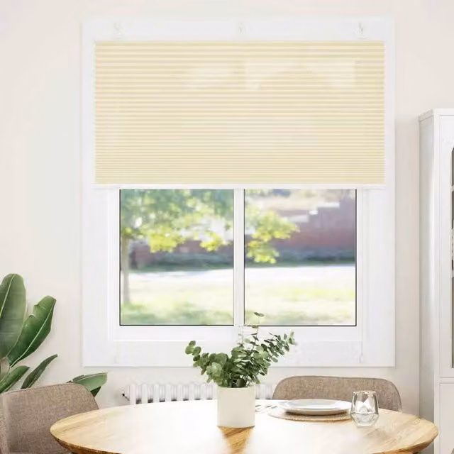Berkfield Home Single Pleat Corded Blind in Beige Polyester, W: 115 cm, H: 150 cm