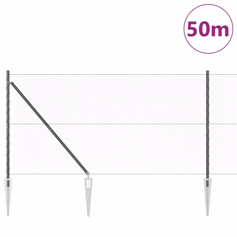 Berkfield Home Grey Steel Hexagon Fence, H: 1.2 m x L: 50 m