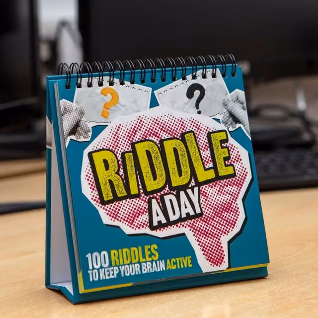 Boxer Gifts Riddle a Day Desktop Flipbook with 100 Riddles in Black and Multicolour