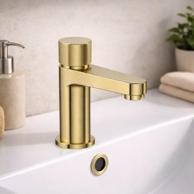 Bathroom Kingdom Koko Single Lever Mini Basin Mixer Tap in Brushed Brass Gold