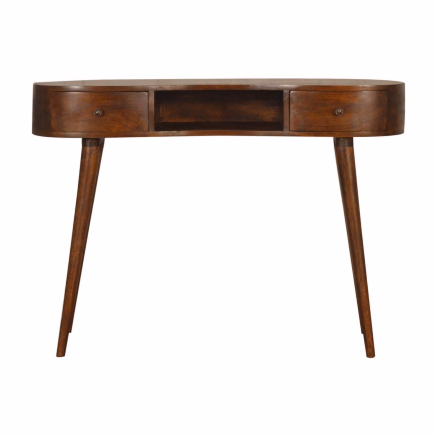 Aosom UK Wood Console Table with 2 Drawers and Open Slot in Brown, W/D/H: 110 x 35 x 78 cm – 2