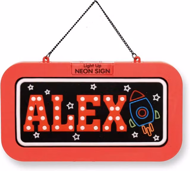 History & Heraldry Alex Pre-personalised Red Light-Up Neon LED Bedroom Sign