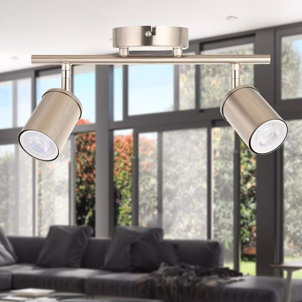 First Choice Lighting Larbert Silver Brushed Nickel 2 Way Adjustable Dimmable LED Ceiling Spotlight Fitting – 3