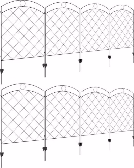 Outsunny Black Decorative Garden Fencing, 8-Piece Rustproof Steel Wire Picket Fence Panels for Flower Bed Border Edging – 1