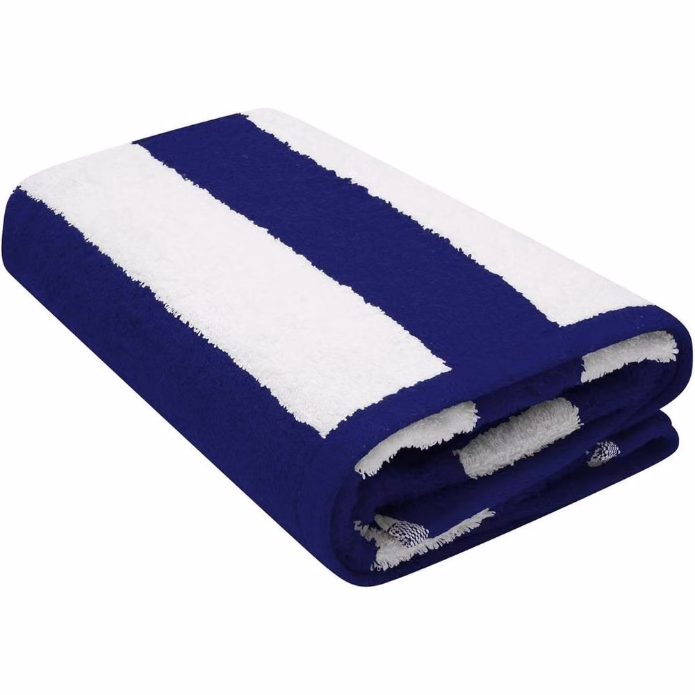 K Collection Pack of 2 Striped Cotton Beach Towels in Blue, W/H: 76 x 152 cm – 2