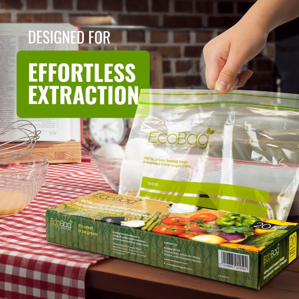 Ecobag 20 Pack Reusable Freezer and Sandwich Bags, 4.5 l, Transparent – 4