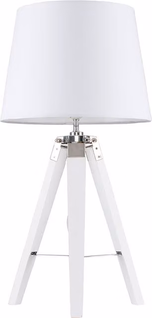 Clipper Tripod Table Lamp in White with Fabric Shade