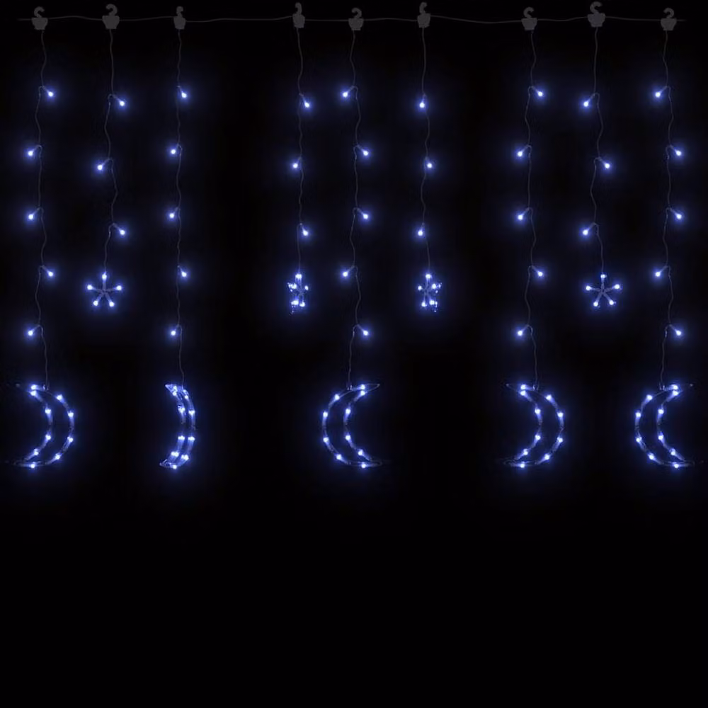 Berkfield Home Blue Star and Moon LED Curtain Fairy Lights with Remote Control, 138 LEDs – 3