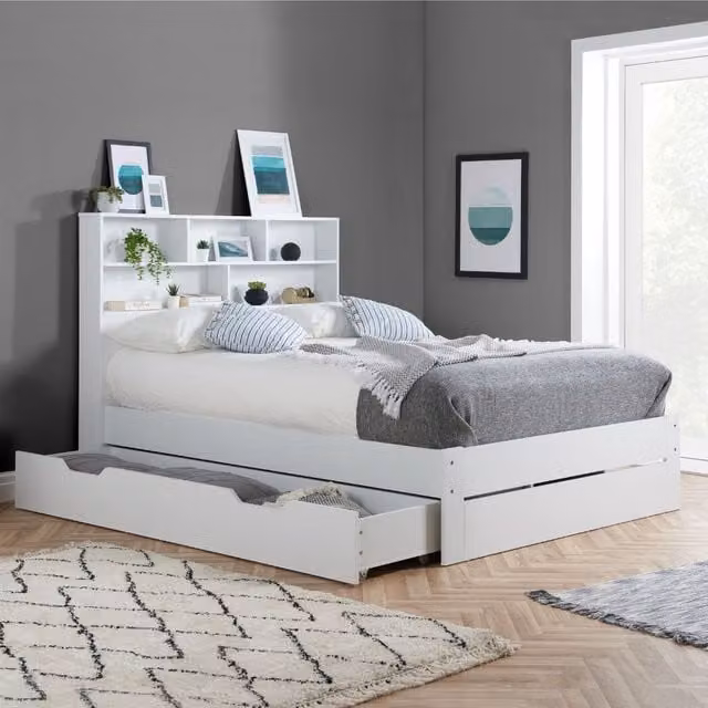 Birlea Alfie White Solid Wood Storage Bed Frame with Drawers, King Size 180 x 200 cm – 1