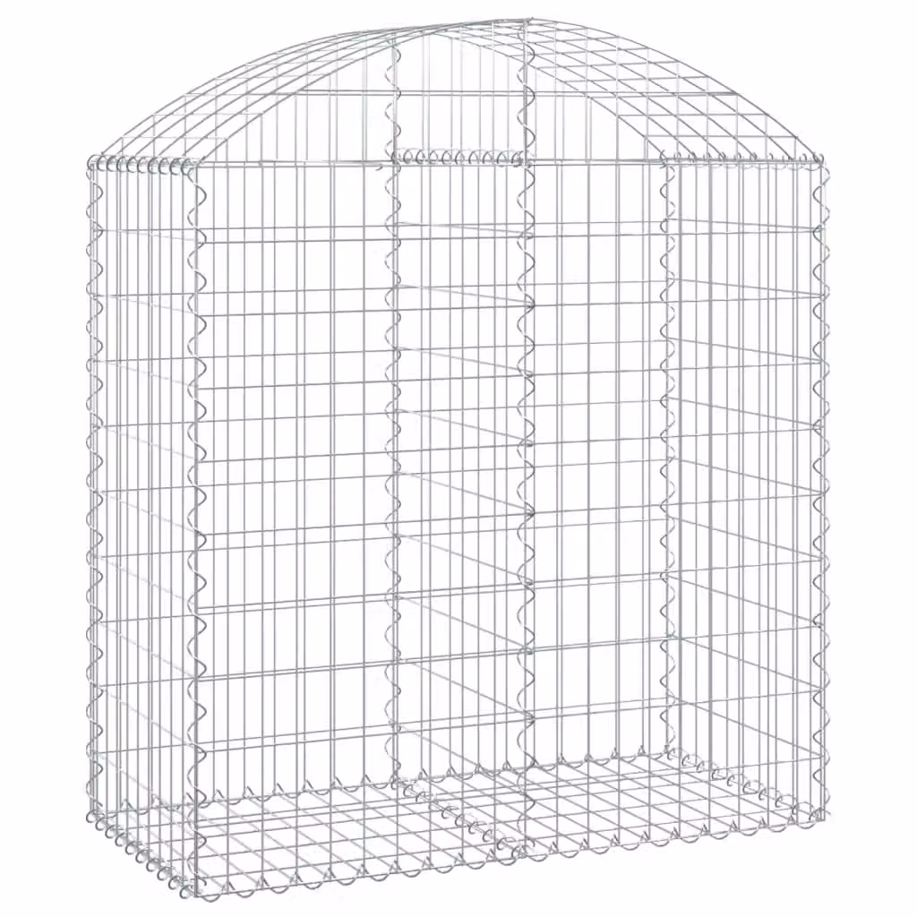 Berkfield Home Arched Gabion Basket in Silver Galvanised Steel, W: 100 cm, D: 50 cm, H: 100-120 cm