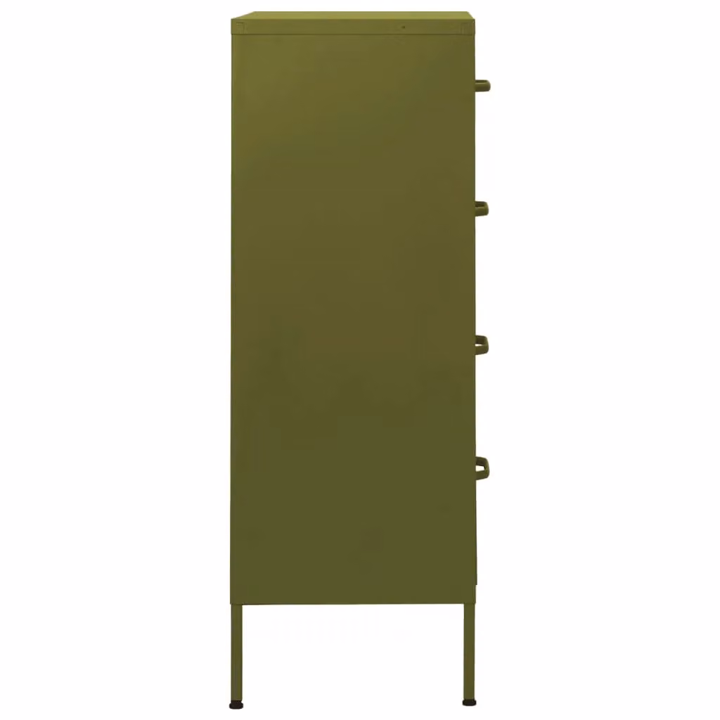 Berkfield Home Industrial Metal Chest of Drawers in Olive Green, W: 80 cm, D: 35 cm, H: 101.5 cm – 3