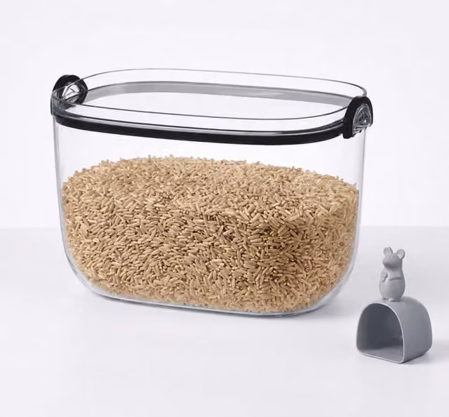 Eden & Willow Airtight Rice Storage Container with Flip-Lock Lid, Black and Transparent, 5.0 l