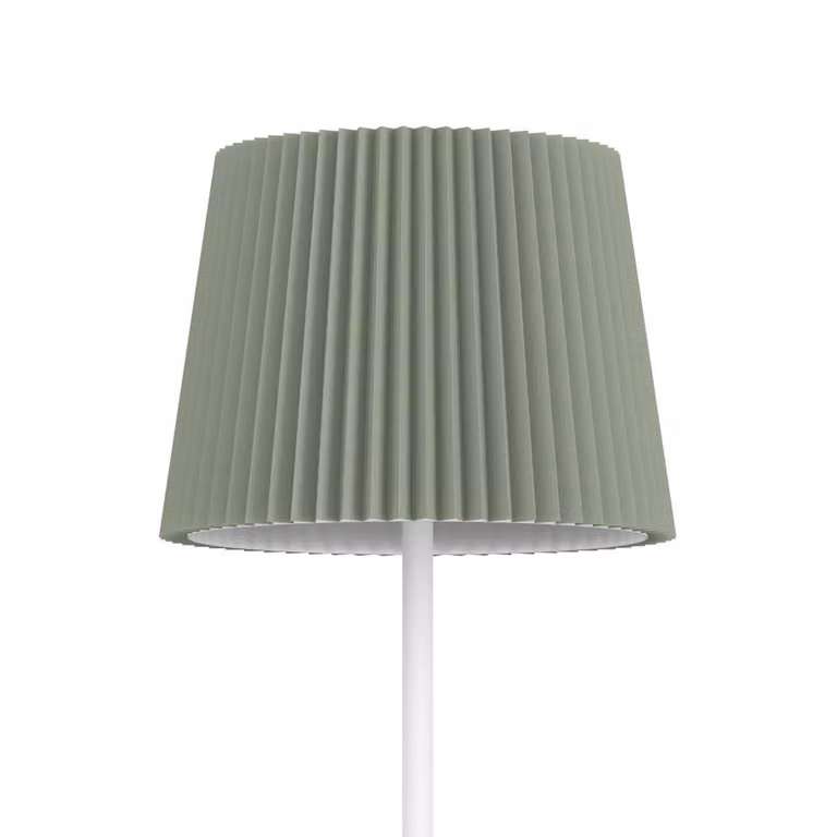 Eglo Leonero Portable LED Table Lamp with Touch Dimmer, White and Green Metal and Fabric Design