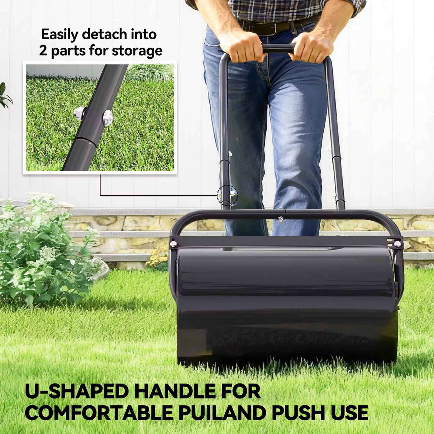 Outsunny Black Steel Fillable Cylinder Lawn Roller, 38L – 6