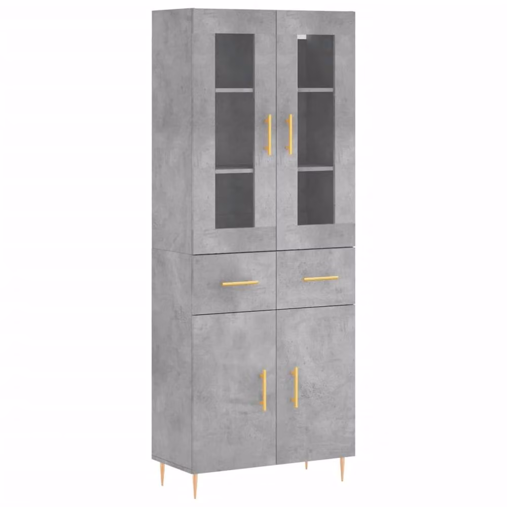 Berkfield Home Modern Highboard in Concrete Grey, W/D/H: 69.5 x 34 x 180 cm – 3