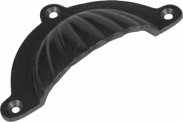 Hammer and Tongs Matt Black Fluted Iron Cabinet Drawer Handle, W: 9.5 cm, H: 5 cm – 3