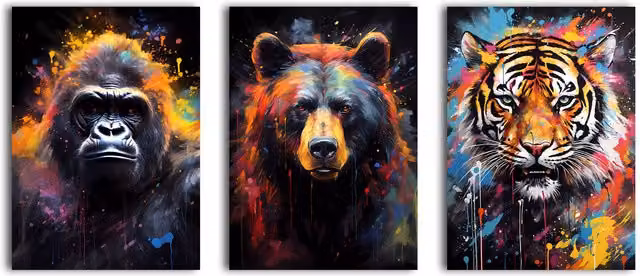 Simpa Beast of the Forests 3 Panel Multicolour Canvas Wall Art – 5