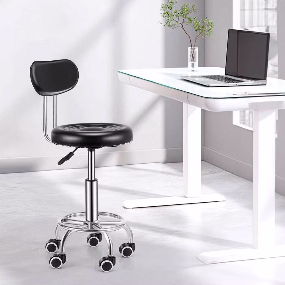 VOGREX Black Swivel Salon Stool with Backrest for Barber, Spa and Tattoo Professionals – 2