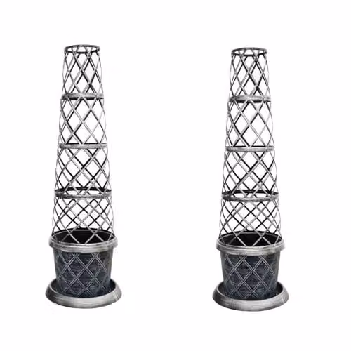 Garden Gear Black and Silver Tower Pot Climbing Plant Support Frame, Height: 130 cm