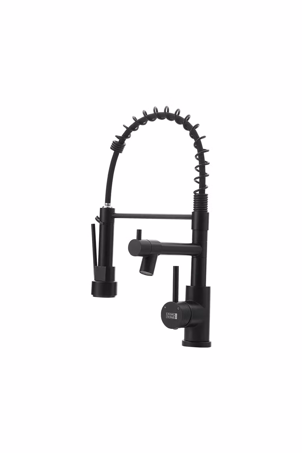 H&O Direct Matt Black Kitchen Sink Mixer Taps with Pull Out Spout and Pot Filler – 2