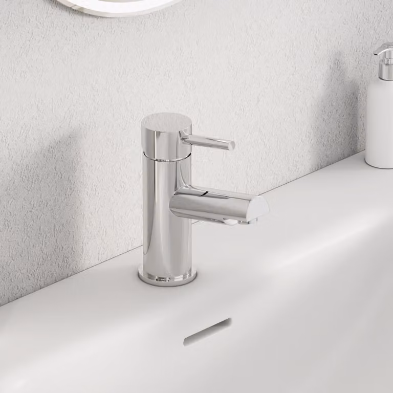 Royal Bathrooms Modern Round Minimalist Single Lever Basin Mixer Tap, Chrome