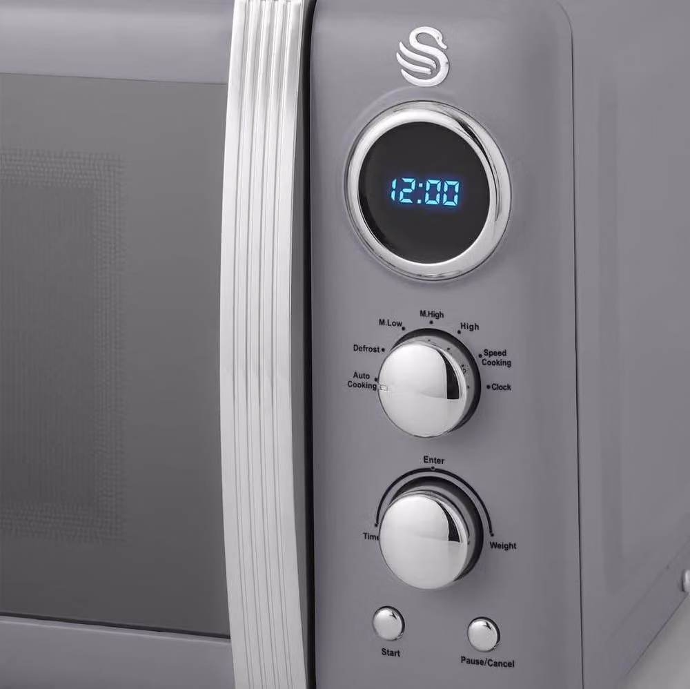 Swan 800W Digital Solo Countertop Microwave in Grey – 4