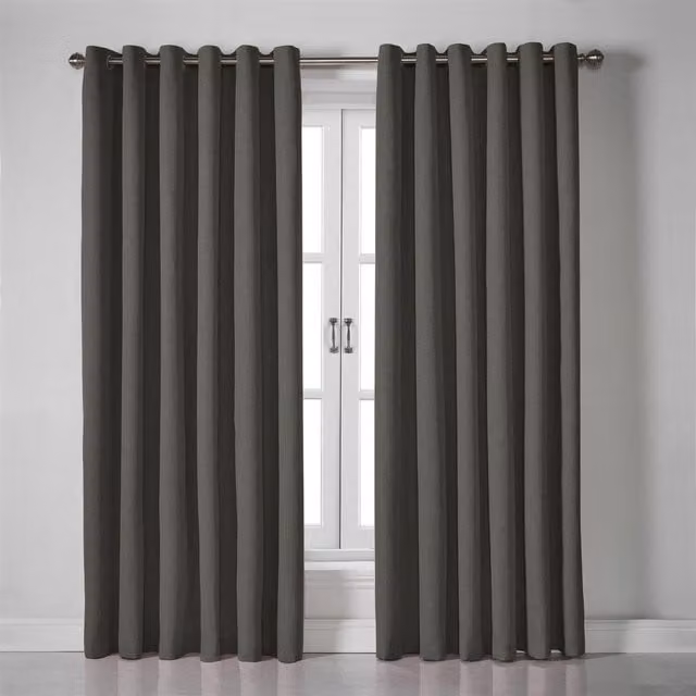 Livinluxury Blackout Eyelet Curtains, Anthracite Grey, Height: 229 cm