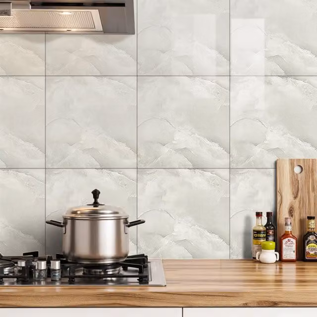 Lifeideas Set of 10 Marble Effect Adhesive Wall Stickers, Light Grey, W/D/H: 40 x 40 x 40 cm