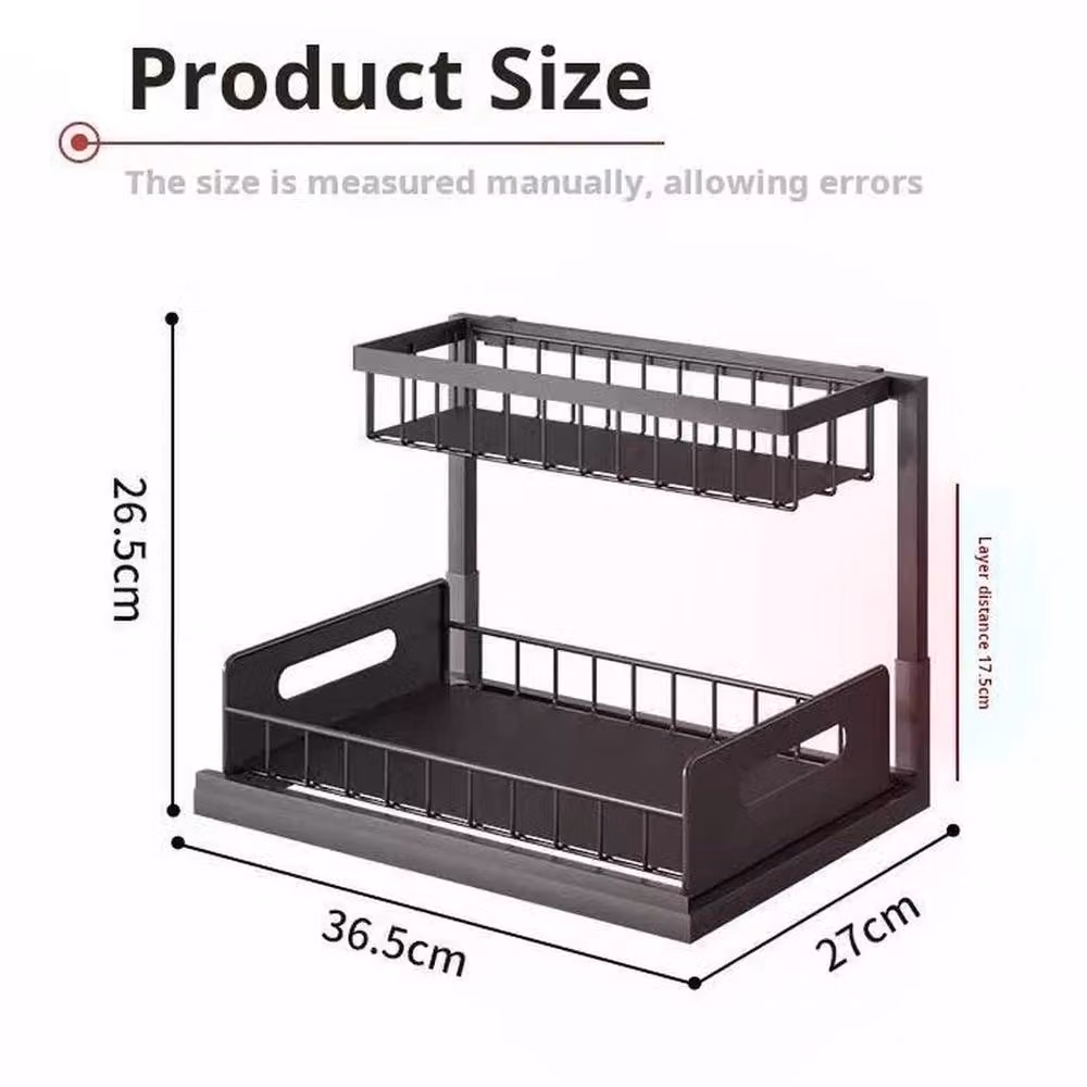 SPETLEK Under Sink Storage Organizer Rack, Black Metal Freestanding Unit – 2