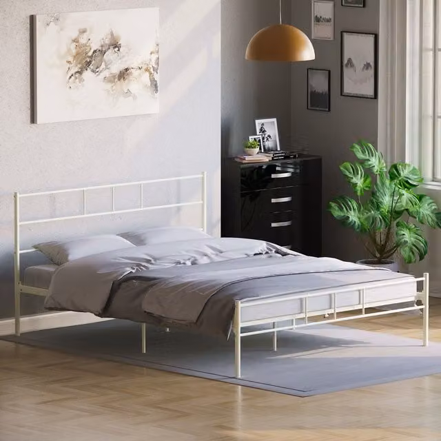 Vida Designs Dorset Metal Bed Frame, White, W/D/H: 180 x 200 cm