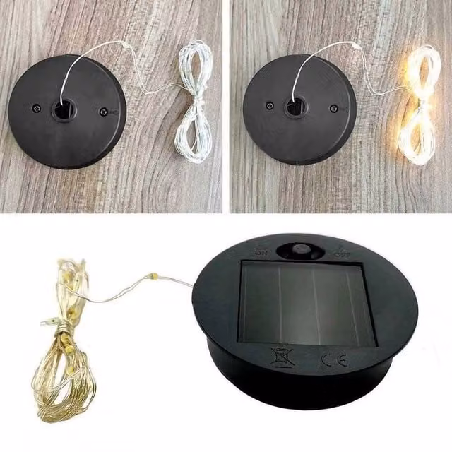 VOGREX Round Solar Powered Replacement LED Light Box in Black with Warm White Light
