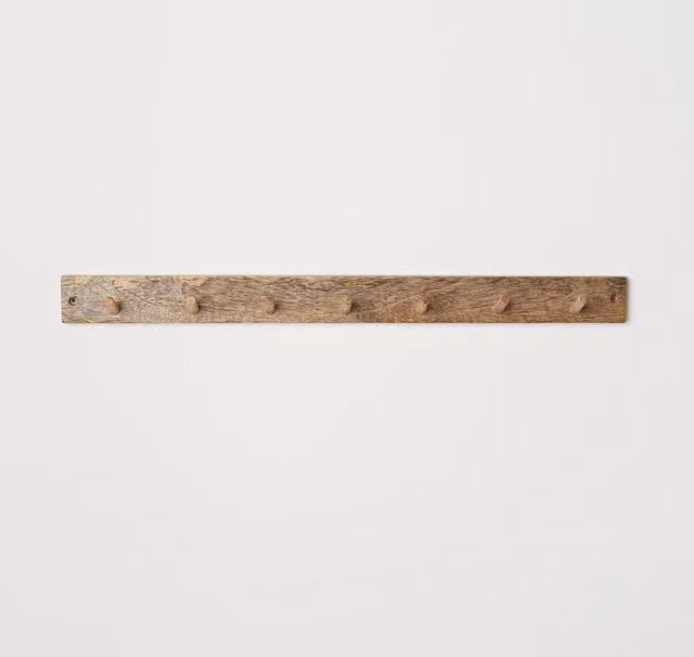 ScandiHome Scandinavian Wooden Strip Coat Hooks in Brown