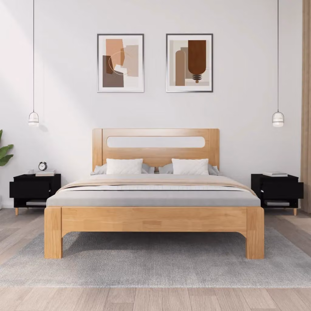 Berkfield Home Set of 2 Black Mid-Century Bedside Tables in Engineered Wood W/D/H: 50 x 46 x 50 cm – 2