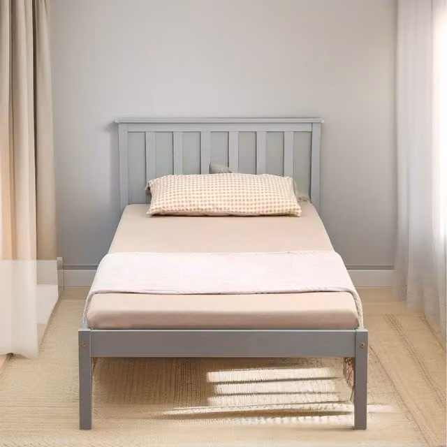 Furnold Single 3ft Pine Bed Frame in Grey, W/D/H: 90 x 190 x 82 cm